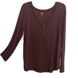 XXL a.n.a. Brown Long Sleeve Quarter Button Down